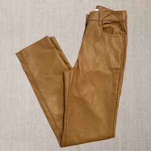 OAK + FORT Tan Faux Leather Pants
